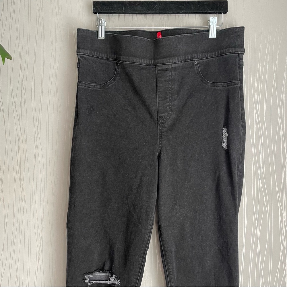 SPANX Vintage Distressed High-Rise Skinny Jeans Black Stretch Ankle 1X Women's - Picture 3 of 9